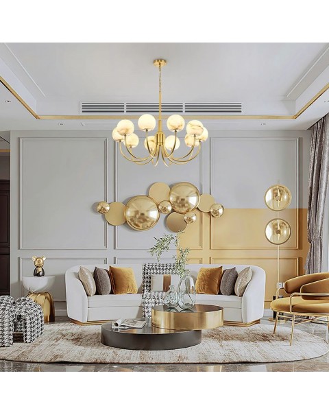Marble chandelier full copper living room modern simple Scandinavian bedroom study lamp designer creative dining room Chinese lamps and lanterns