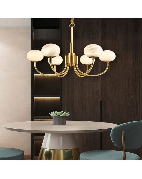 Marble chandelier full copper living room modern simple Scandinavian bedroom study lamp designer creative dining room Chinese lamps and lanterns