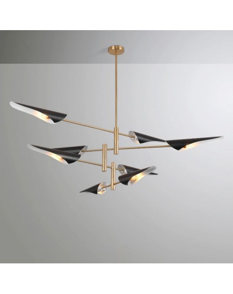 Netflix Scandinavian fashion simple modern living room industrial style designer store metal iron creative slant mouth chandelier