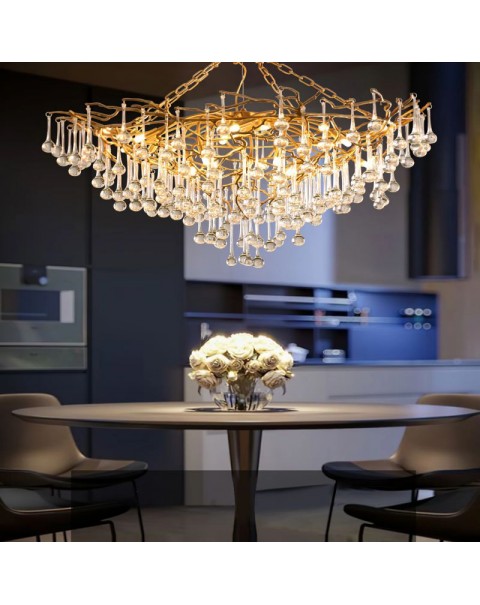 Full copper living room crystal chandelier Italian modern light luxury villa luxury creative dining room lights designer bedroom lights