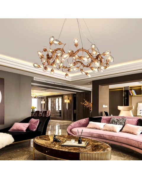 Full copper post-modern chandelier designer magic beans molecular restaurant villa hotel model room showroom project chandelier