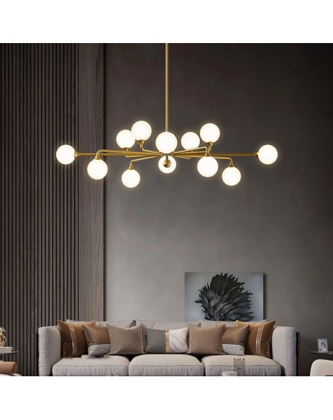 Full copper living room chandelier post-modern minimalist Scandinavian three rooms and two rooms whole house package combination of atmospheric magic beans main lamps and lanterns