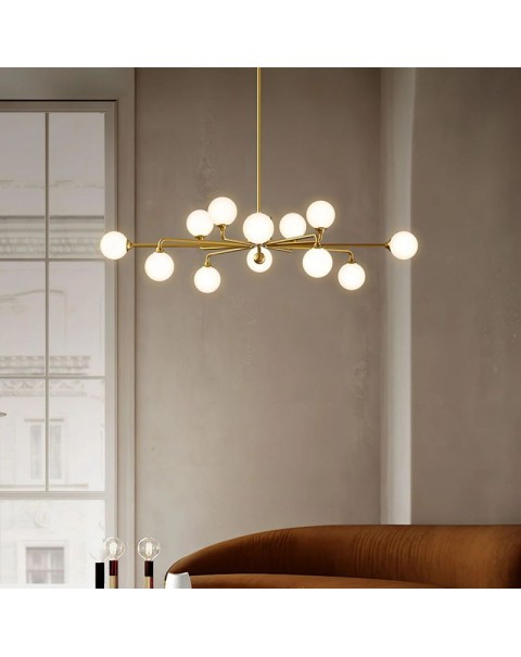 Full copper living room chandelier post-modern minimalist Scandinavian three rooms and two rooms whole house package combination of atmospheric magic beans main lamps and lanterns