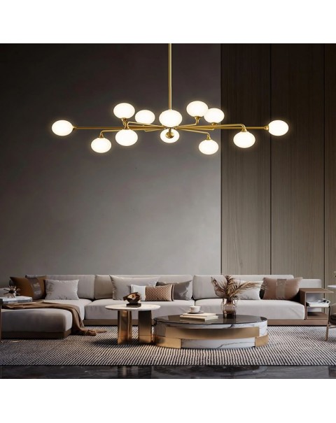 Full copper living room chandelier post-modern minimalist Scandinavian three rooms and two rooms whole house package combination of atmospheric magic beans main lamps and lanterns