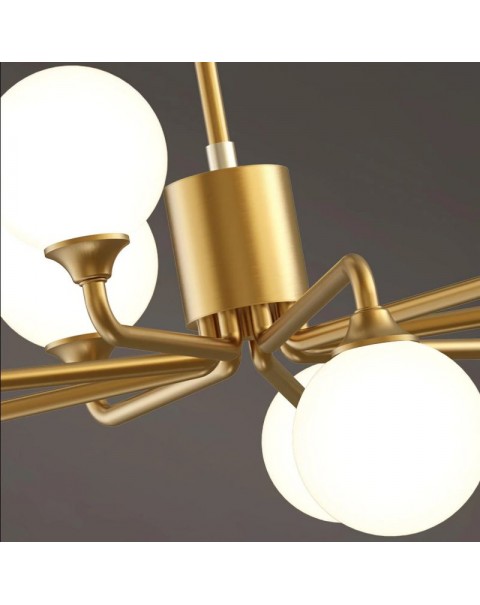 Full copper living room chandelier post-modern minimalist Scandinavian three rooms and two rooms whole house package combination of atmospheric magic beans main lamps and lanterns