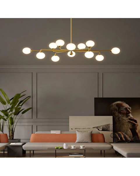 Full copper living room chandelier post-modern minimalist Scandinavian three rooms and two rooms whole house package combination of atmospheric magic beans main lamps and lanterns