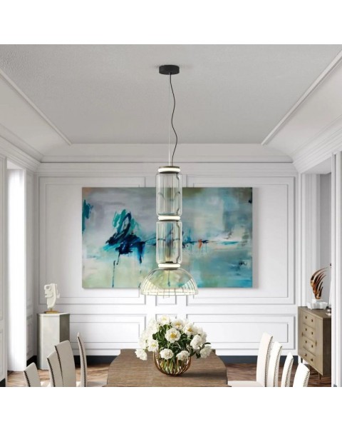 Italy imported Milan model house high LED staircase guest dining room hall study villa showroom glass chandelier
