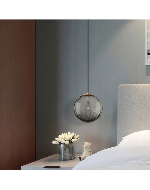 Scandinavian bedroom bedside small chandelier light luxury post-modern minimalist iron colored glass ball single head dining room lamps and lanterns