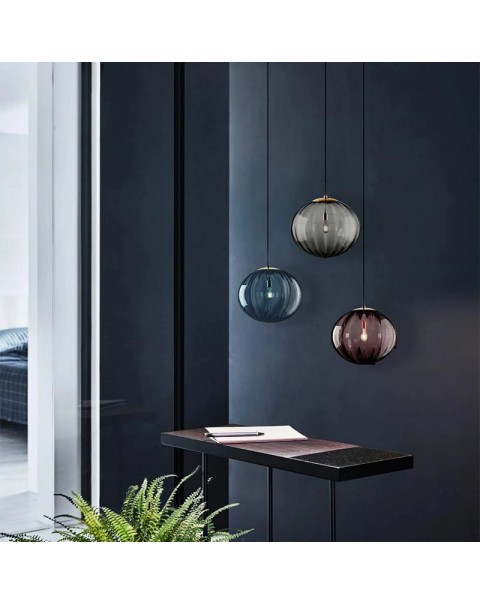 Scandinavian bedroom bedside small chandelier light luxury post-modern minimalist iron colored glass ball single head dining room lamps and lanterns