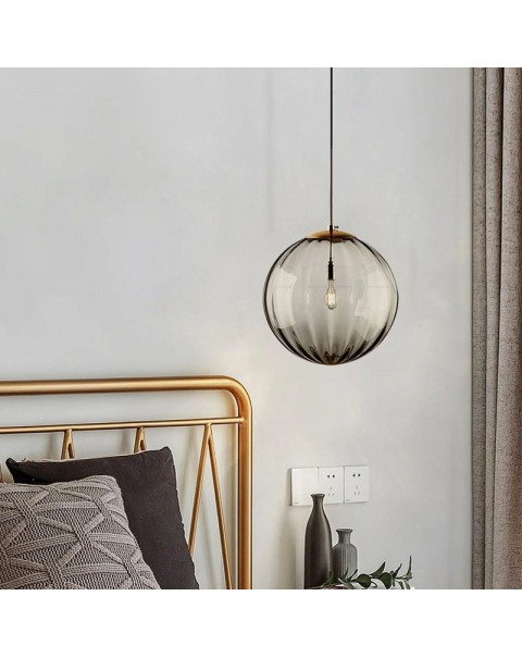 Scandinavian bedroom bedside small chandelier light luxury post-modern minimalist iron colored glass ball single head dining room lamps and lanterns