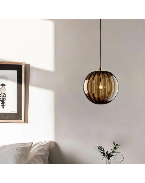 Scandinavian bedroom bedside small chandelier light luxury post-modern minimalist iron colored glass ball single head dining room lamps and lanterns