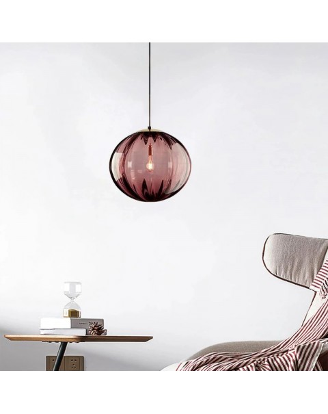 Scandinavian bedroom bedside small chandelier light luxury post-modern minimalist iron colored glass ball single head dining room lamps and lanterns