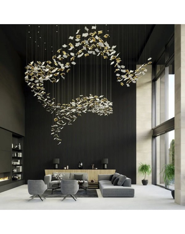 Metal Flake Large Flower Light Pendant