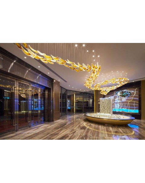 Stamen chandelier in the hotel lobby