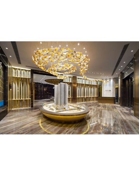 Stamen chandelier in the hotel lobby