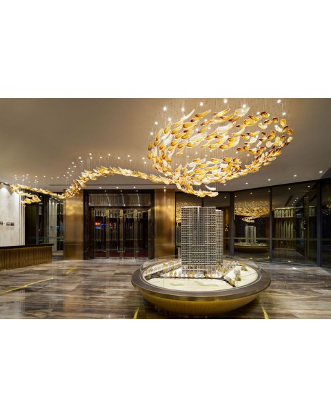 Stamen chandelier in the hotel lobby