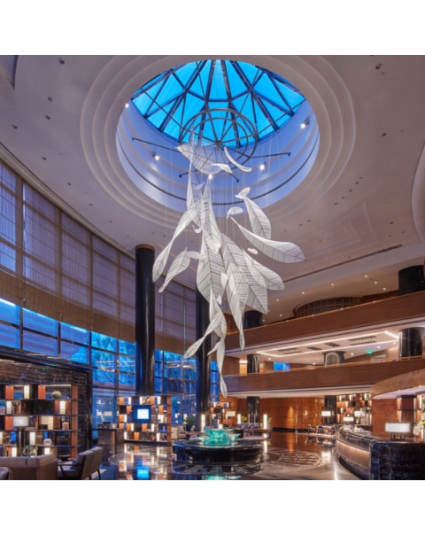 Three-dimensional leaf hollow chandelier