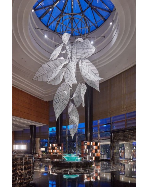 Three-dimensional leaf hollow chandelier