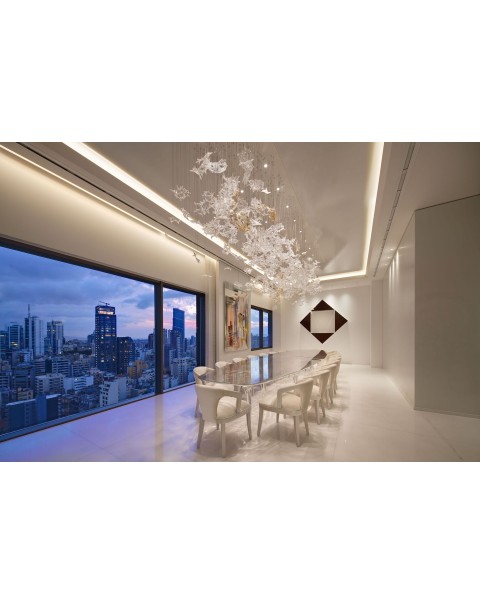 Broken chandelier in the living room
