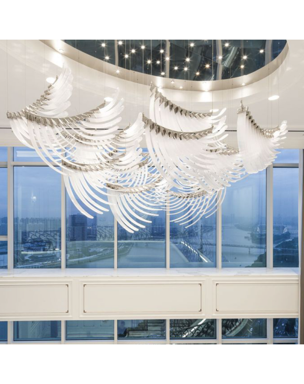 Villa spiral staircase special-shaped feather wing...