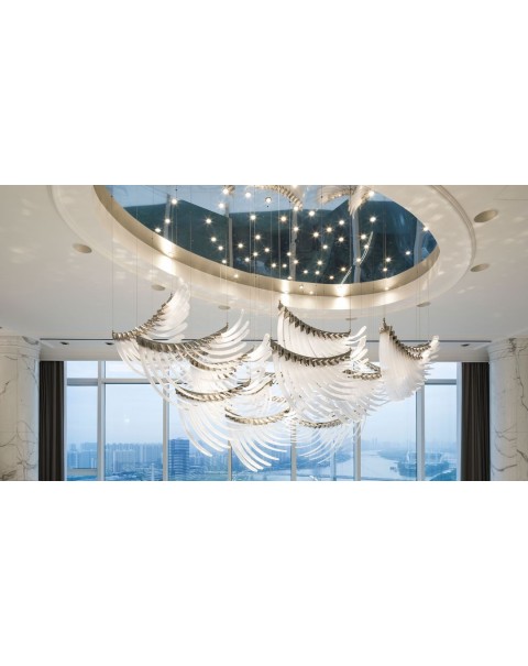 Villa spiral staircase special-shaped feather wing shape