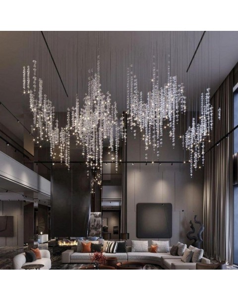 Sparkling Crystal Long Chandelier