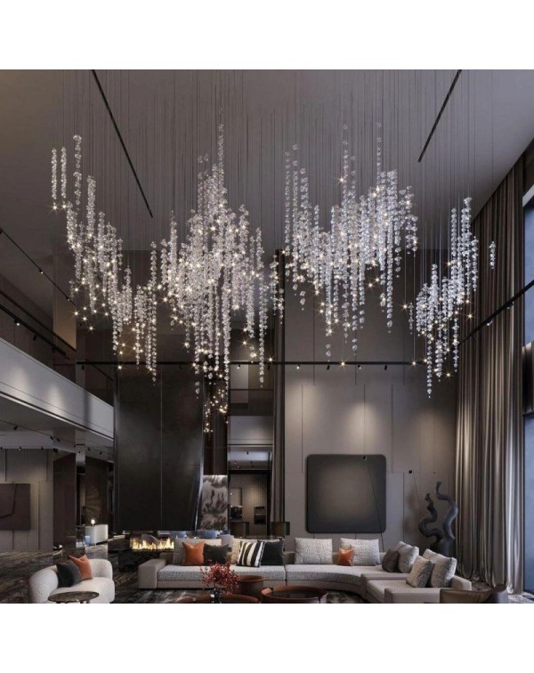 Sparkling Crystal Long Chandelier