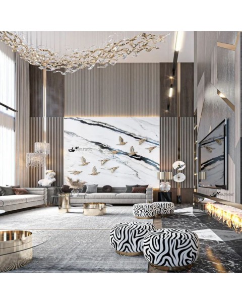 Paper Crane Crystal Long Chandelier