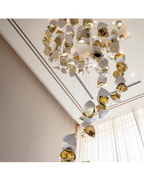 Petal Crystal Pendant Long Chandelier