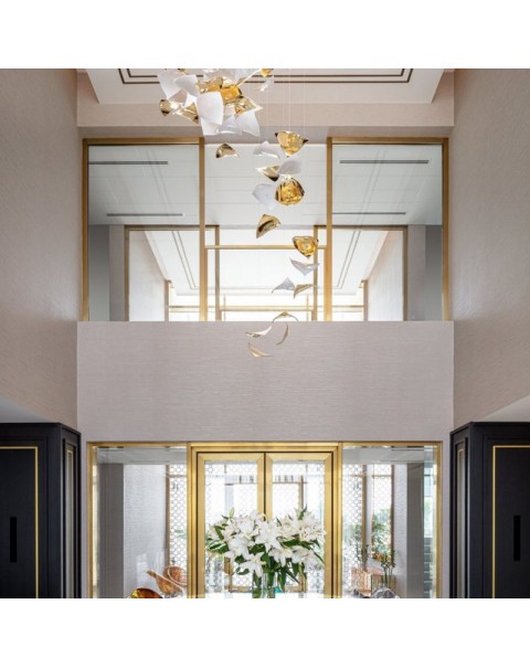Petal Crystal Pendant Long Chandelier