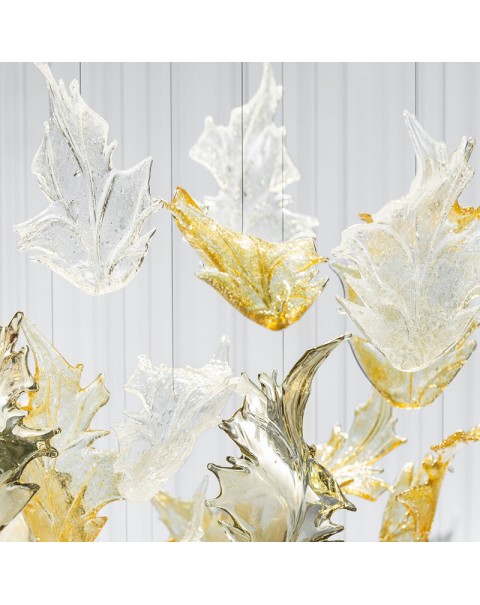 Maple Leaf Crystal Glass Pendant Chandelier