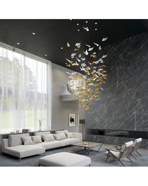 Maple Leaf Crystal Glass Pendant Chandelier