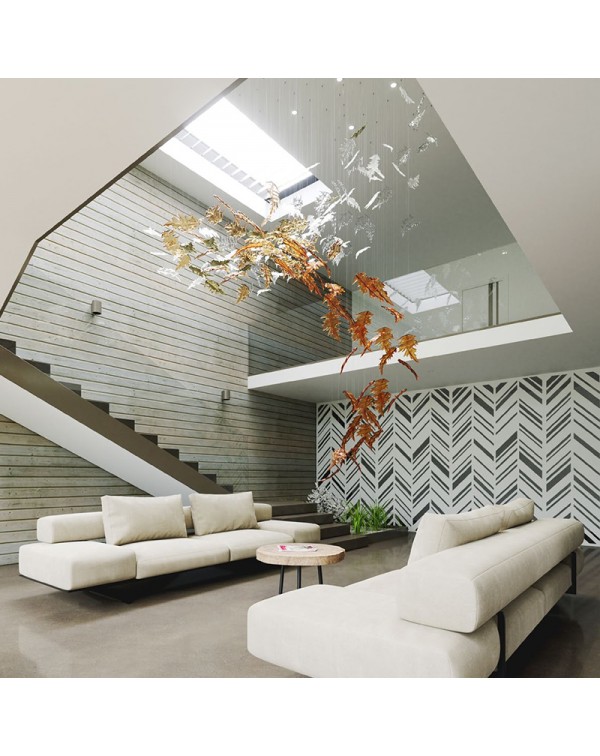 Maple Leaf Crystal Glass Pendant Chandelier