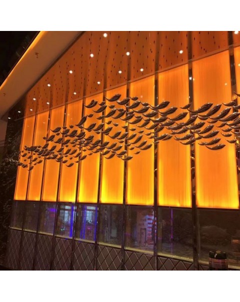 Crystal Glass Chandelier with Schools of Fish