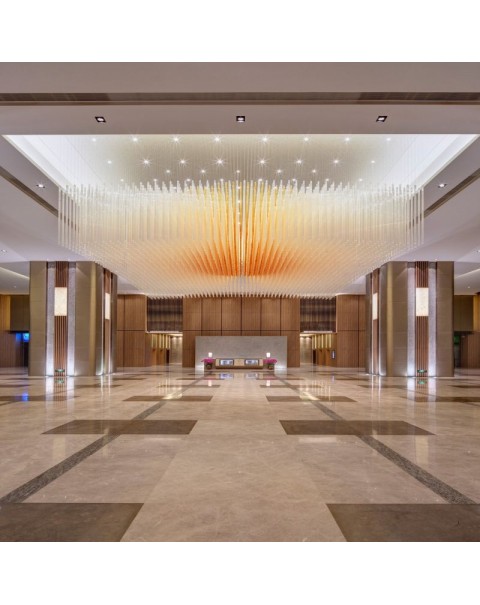 Thin Column Crystal Glass Chandelier for Lobby