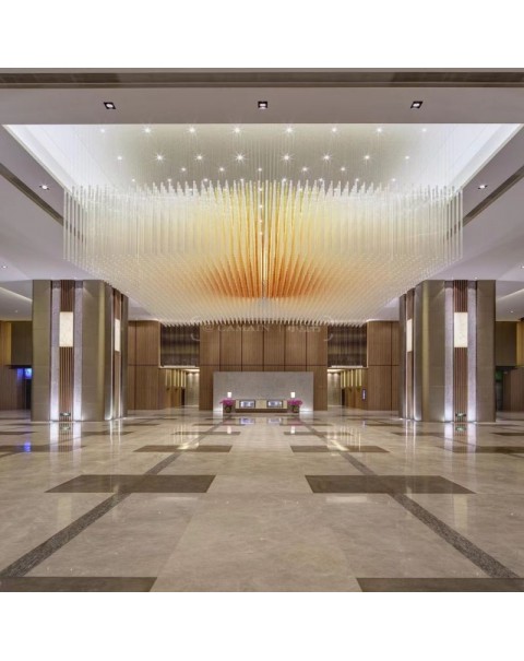 Thin Column Crystal Glass Chandelier for Lobby