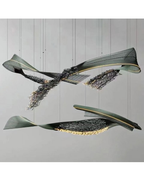 Modern minimalist villa personalized floating belt creative chandelier