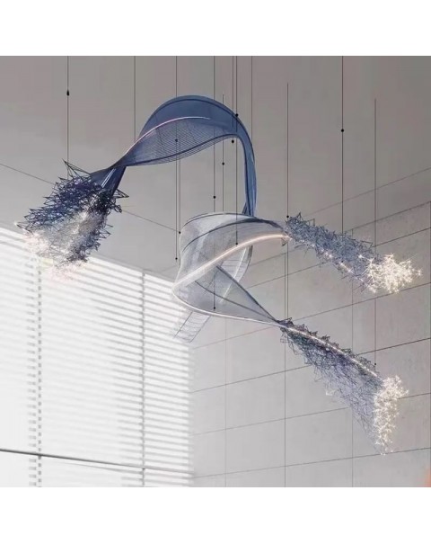 Modern minimalist villa personalized floating belt creative chandelier