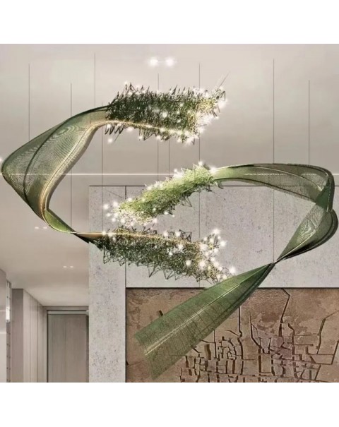 Modern minimalist villa personalized floating belt creative chandelier