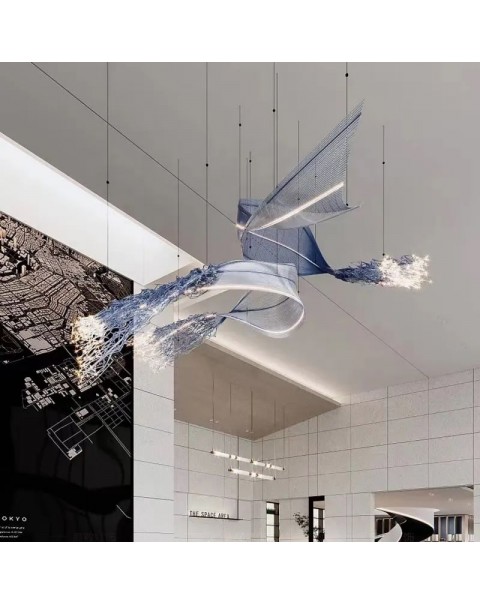 Modern minimalist villa personalized floating belt creative chandelier