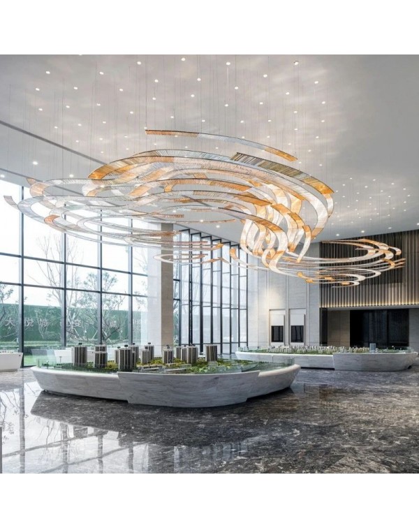 Lobby Hotel Crystal Glass Chandelier