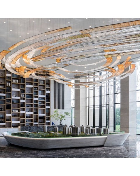 Lobby Hotel Crystal Glass Chandelier