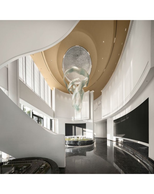 Living Room Hotel Blue Green Ribbon Crystal Chande...