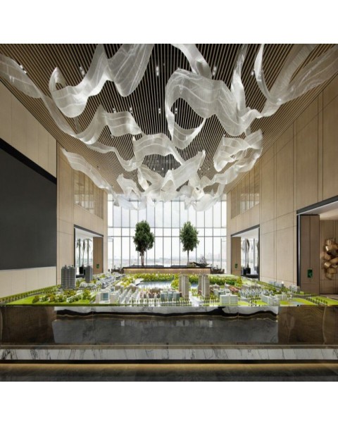 Villa Lobby Crystal Glass Ribbon Chandelier