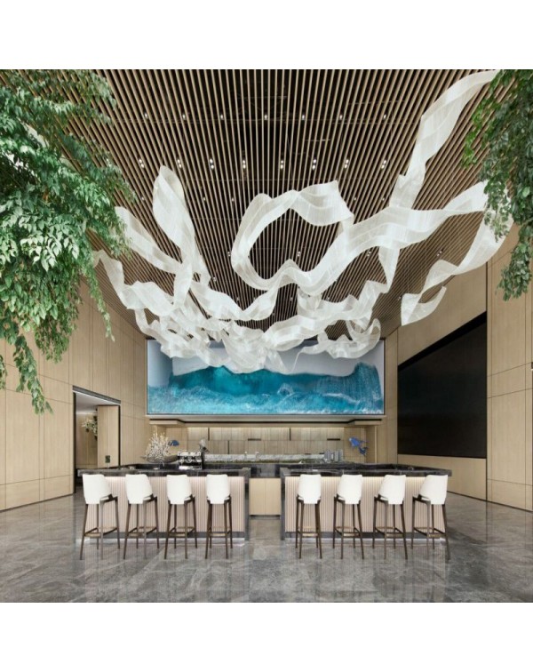 Villa Lobby Crystal Glass Ribbon Chandelier