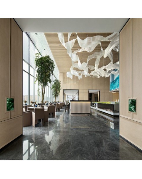 Villa Lobby Crystal Glass Ribbon Chandelier
