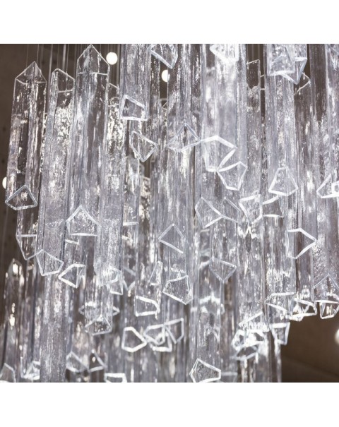 Crystal glass clear chandelier with four prisms