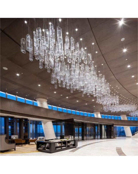 Crystal glass clear chandelier with four prisms