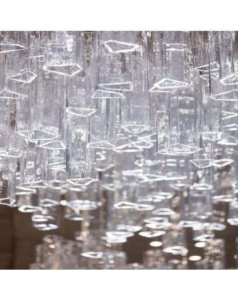 Crystal glass clear chandelier with four prisms