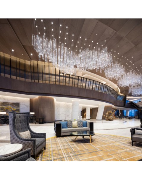 Crystal glass clear chandelier with four prisms